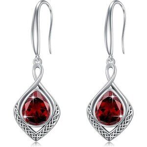 02-January BIrthstone Celtic Knot Filigree 925 Silver Infinity Earrings